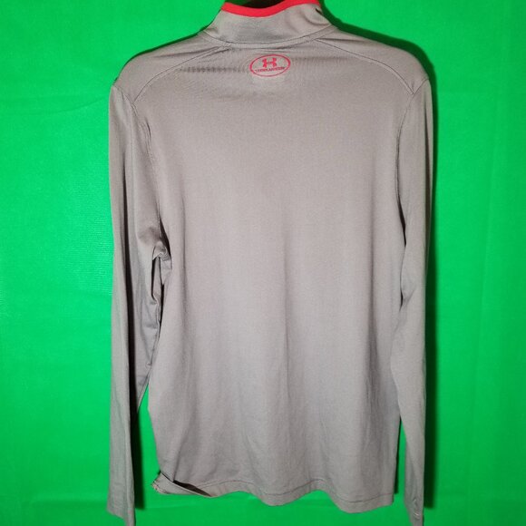 Under Armour Men Small Loose 1/4 Zip Long Sleeve Heatgear Gray Gym Sports Warm - Picture 2 of 6